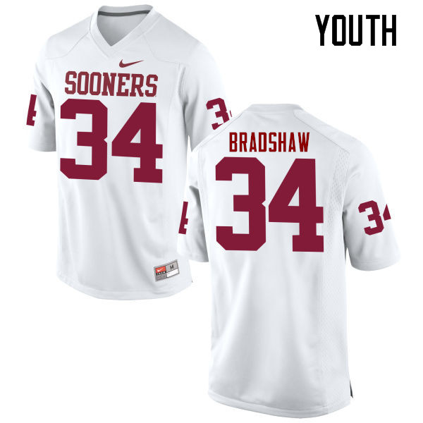Youth Oklahoma Sooners #34 Malik Bradshaw College Football Jerseys Game-White